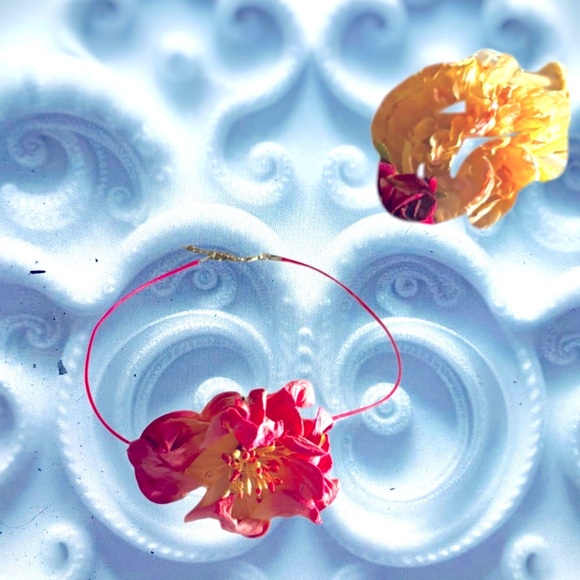 Hand Crafted Jewelry - Hand Crafted Pink Flower Choker Necklace